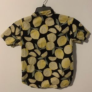 Old Navy Boys Short Sleeve Lemon Print Button Down